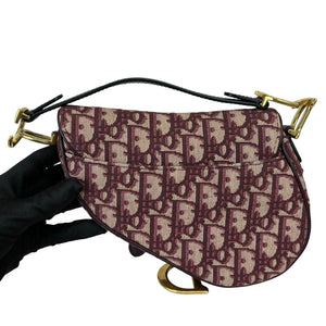 Oblique Mini Saddle Bag With Strap Burgundy GHW