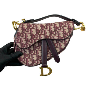 Oblique Mini Saddle Bag With Strap Burgundy GHW