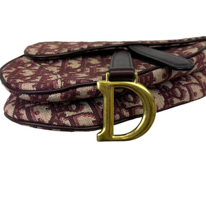 Oblique Mini Saddle Bag With Strap Burgundy GHW