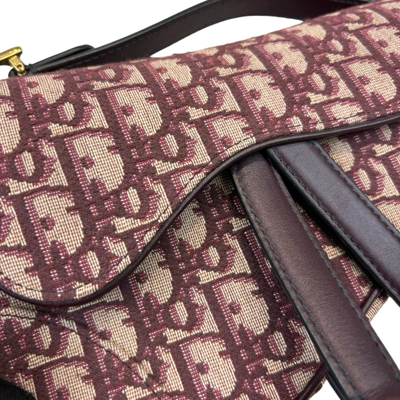 Oblique Mini Saddle Bag With Strap Burgundy GHW