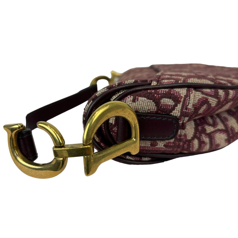Oblique Mini Saddle Bag With Strap Burgundy GHW