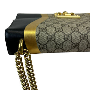 Padlock GG Supreme Shoulder Medium Monogram Black Gold GHW