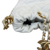 Pearl Drawstring Bucket Mini Calfskin Quilted White GHW