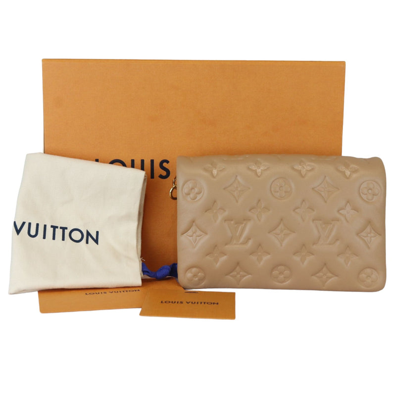 Coussin Pochette Lambskin Embossed Monogram Camel GHW