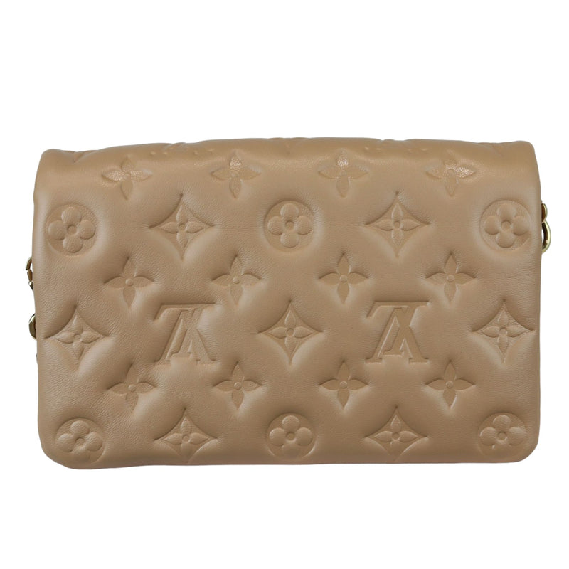 Coussin Pochette Lambskin Embossed Monogram Camel GHW