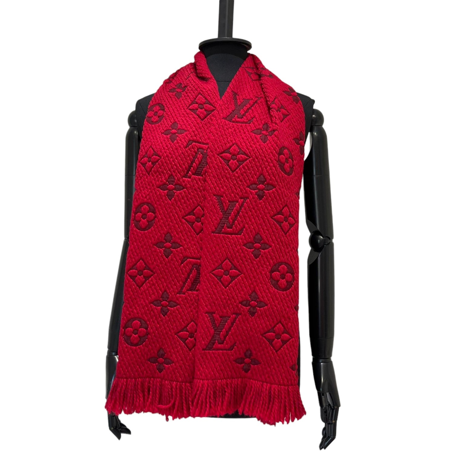 Louis Vuitton Logomania Silk Wool Scarf Red - Chic and Stylish
