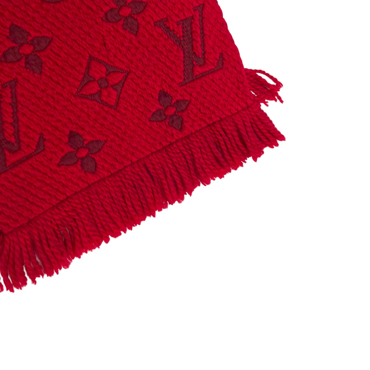 Louis Vuitton Logomania Silk Wool Scarf Red Chic and Stylish