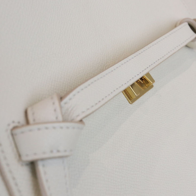Belt Bag Mini Grained Calfskin White GHW