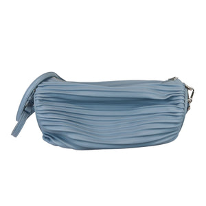 Bracelet Pouch Shoulder Lambskin Pleated Dusty Blue SHW