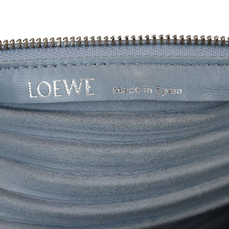 Bracelet Pouch Shoulder Lambskin Pleated Dusty Blue SHW