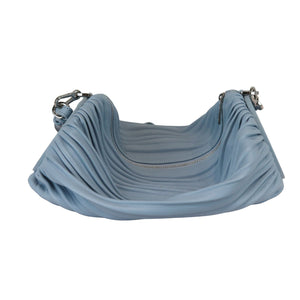 Bracelet Pouch Shoulder Lambskin Pleated Dusty Blue SHW