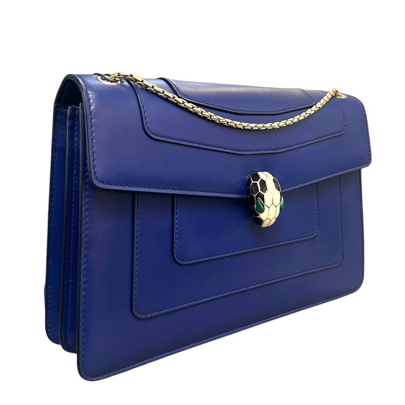 Serpenti Forever Shoulder Calfskin Blue GHW