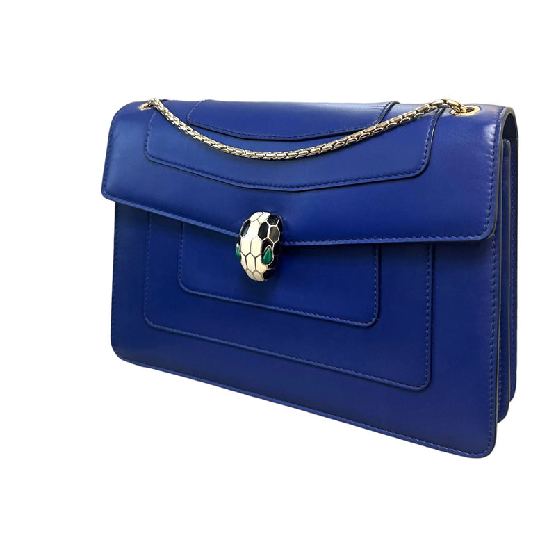 Serpenti Forever Shoulder Calfskin Blue GHW