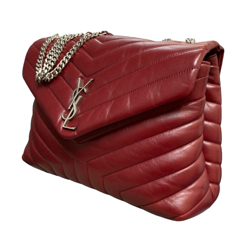 Loulou Chain Satchel Medium Calfskin Burgundy SHW