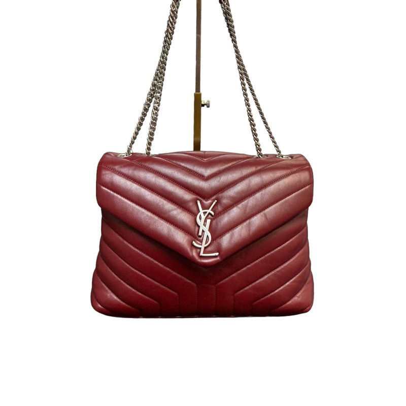 Loulou Chain Satchel Medium Calfskin Burgundy SHW