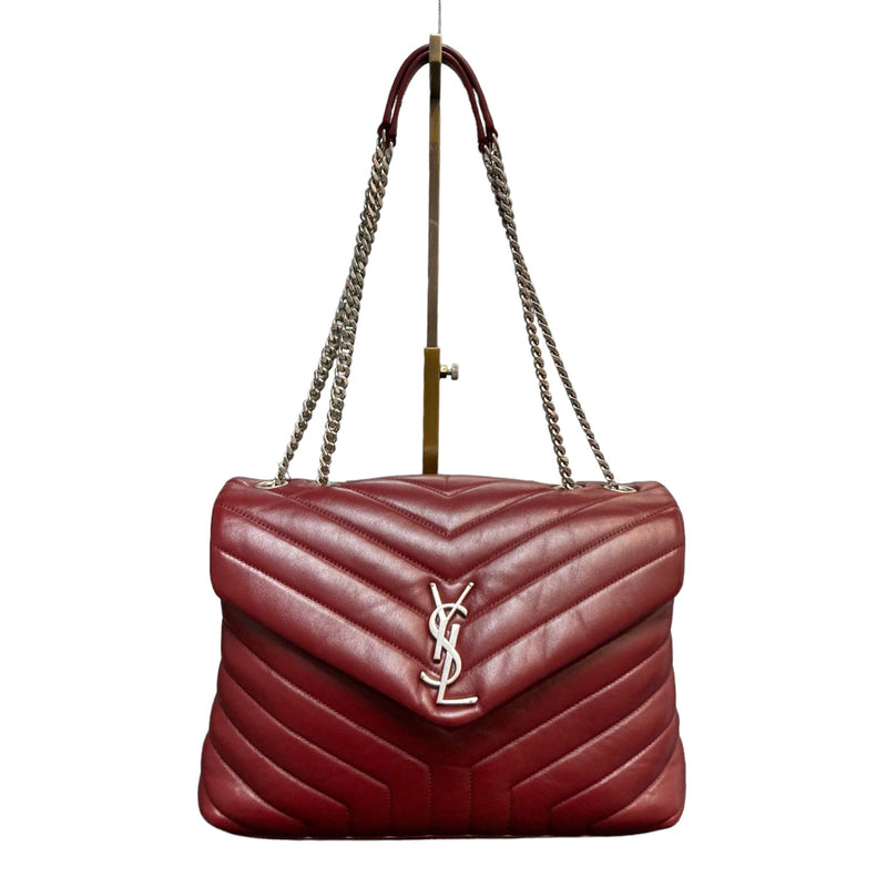 Loulou Chain Satchel Medium Calfskin Burgundy SHW