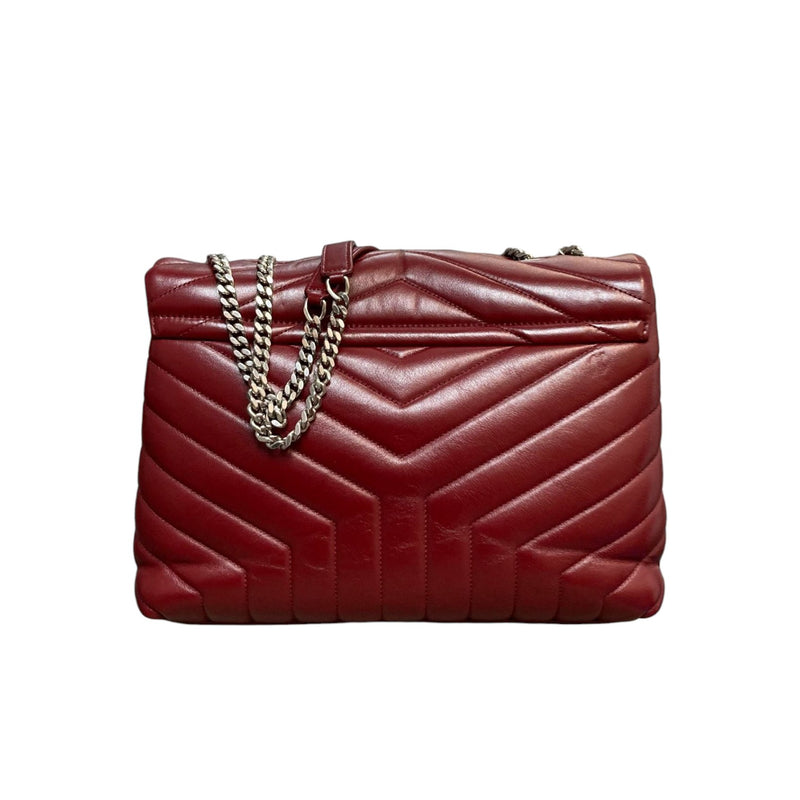 Loulou Chain Satchel Medium Calfskin Burgundy SHW