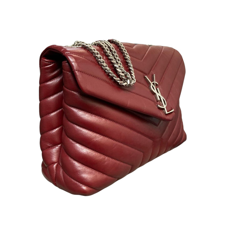 Loulou Chain Satchel Medium Calfskin Burgundy SHW