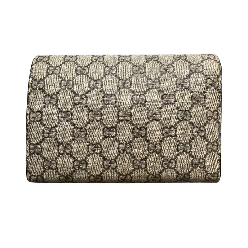 Dionysus Chain Wallet Mini GG Supreme Monogram Beige Taupe SHW