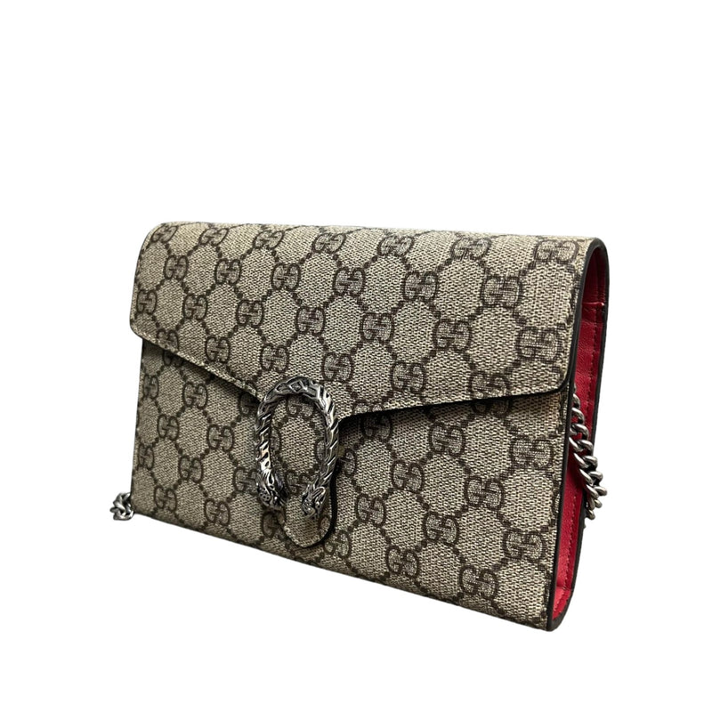 Dionysus Chain Wallet Mini GG Supreme Monogram Beige Taupe SHW