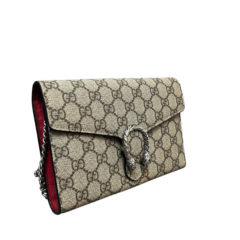 Dionysus Chain Wallet Mini GG Supreme Monogram Beige Taupe SHW