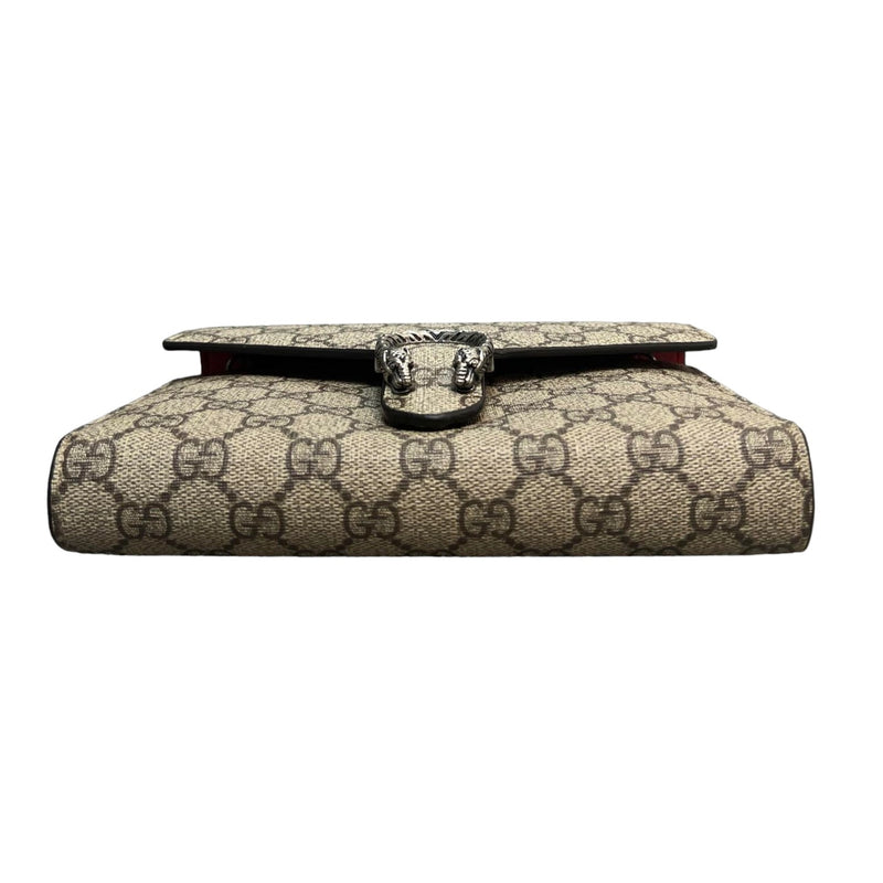 Dionysus Chain Wallet Mini GG Supreme Monogram Beige Taupe SHW