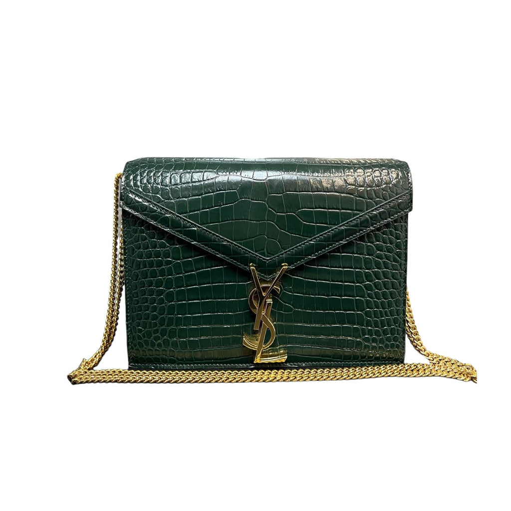 Cassandra Shoulder Calfskin Crocodile Embossed Green GHW