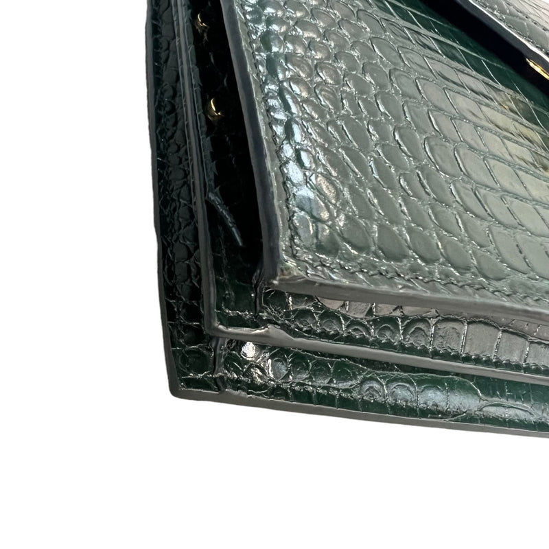 Cassandra Shoulder Calfskin Crocodile Embossed Green GHW