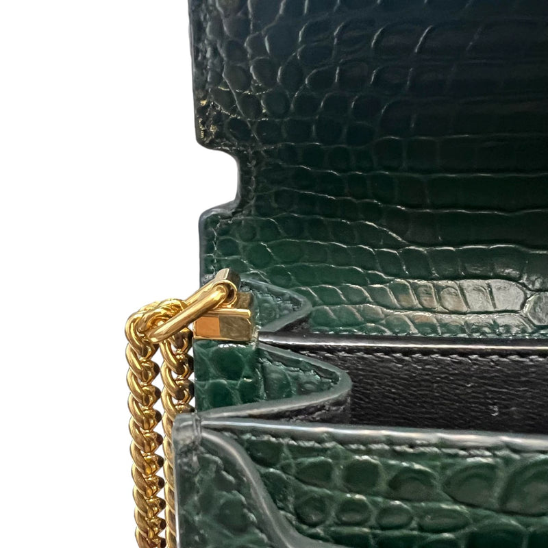 Cassandra Shoulder Calfskin Crocodile Embossed Green GHW