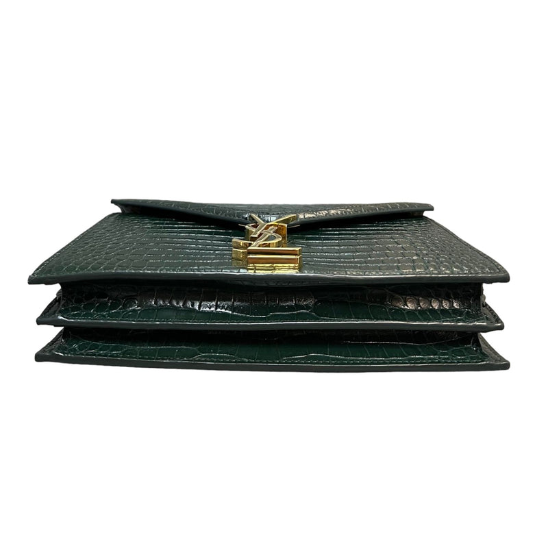 Cassandra Shoulder Calfskin Crocodile Embossed Green GHW