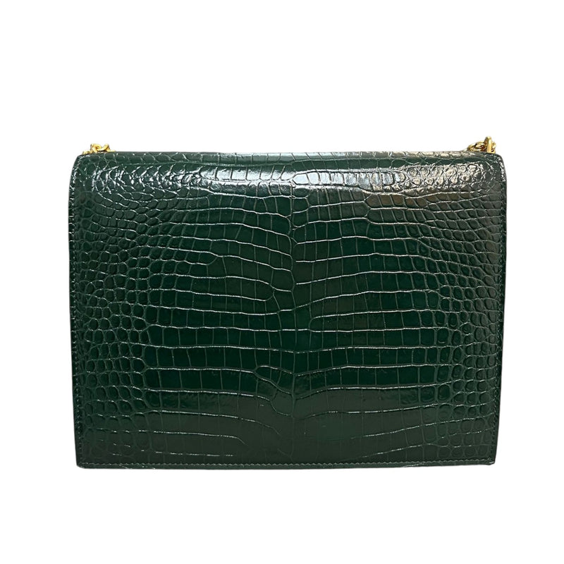 Cassandra Shoulder Calfskin Crocodile Embossed Green GHW