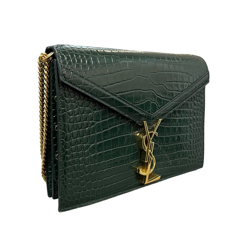 Cassandra Shoulder Calfskin Crocodile Embossed Green GHW