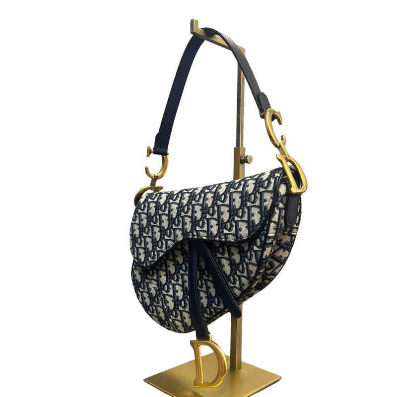 Saddle Bag Medium Monogram Oblique Blue GHW