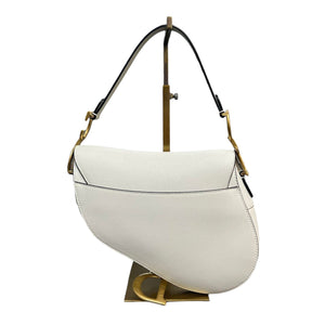 Saddle Bag Grained Calfskin Medium White GHW