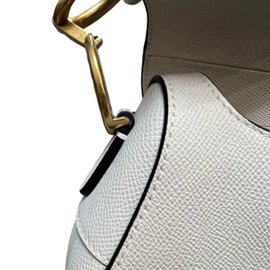 Saddle Bag Grained Calfskin Medium White GHW