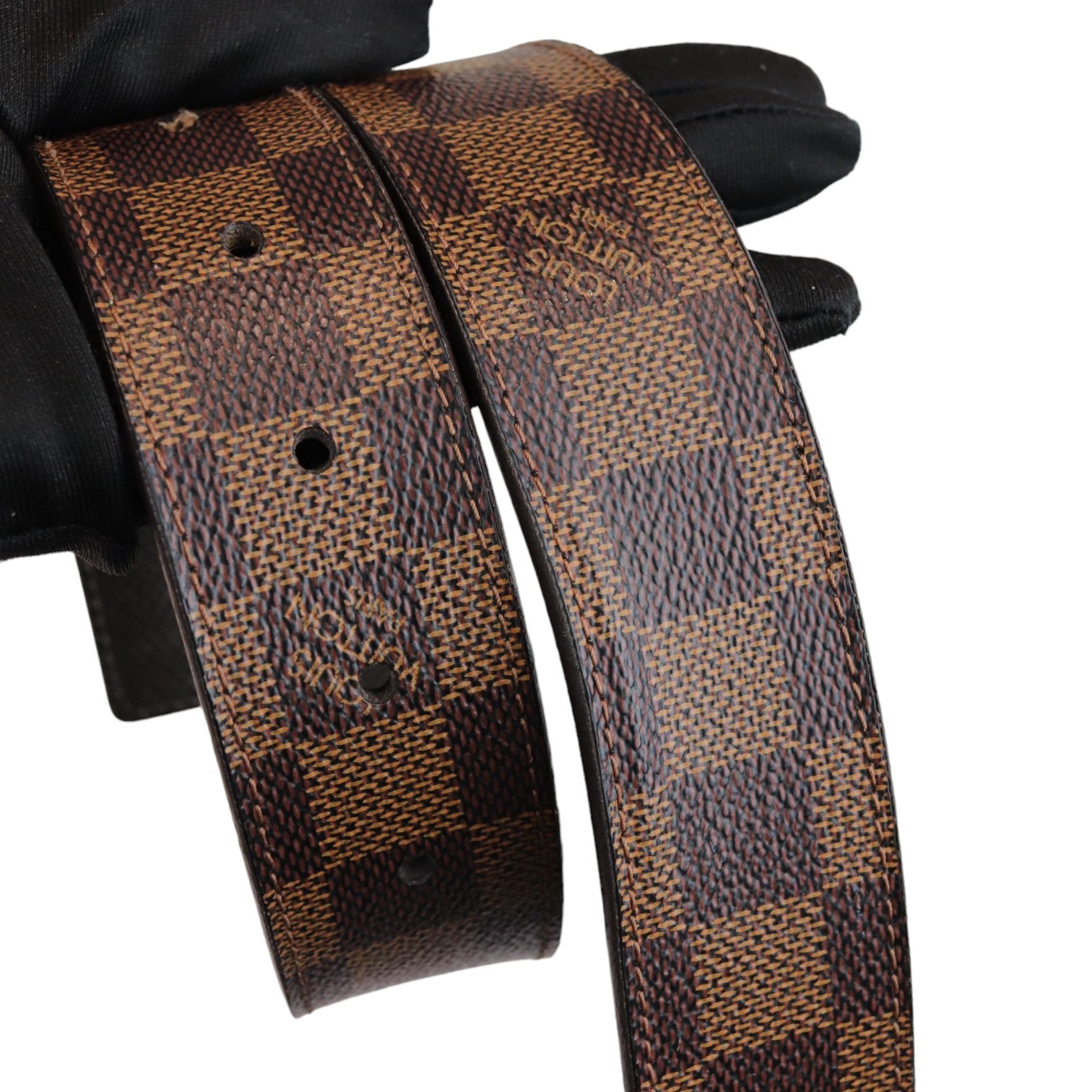 小物 90~00svintage LOUISVUITTON LVbuckle belt Authentic Louis Vuitton Brown Monogram Mini Lin Canvas Leather