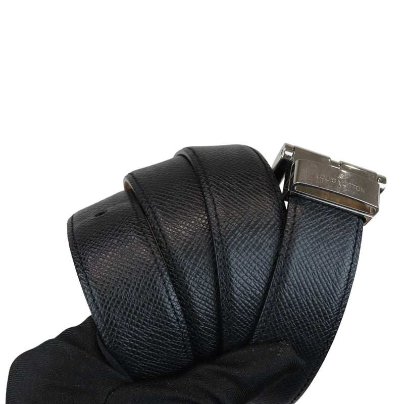 Buckle Belt Taiga Leather Black Size 90 SHW