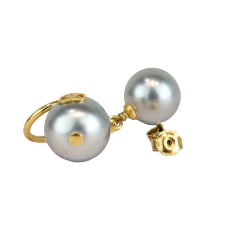 Vintage Pearl Large Clip on Earrings Gold Plated Light Blue