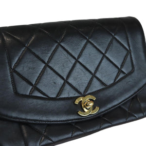 Diana Small Single Flap Lambskin Black GHW