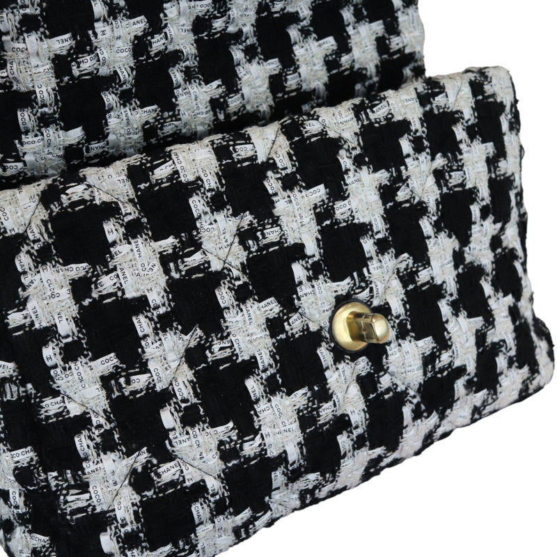 19 Flap Large Ribbon Houndstooth Tweed Black White MHW