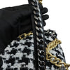 19 Flap Large Ribbon Houndstooth Tweed Black White MHW