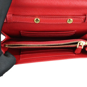 Flap Wallet With Strap Saffiano Red GHW