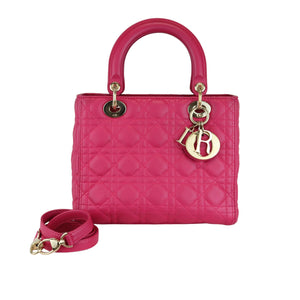 Medium Lady Dior Lambskin Cannage Pink GHW