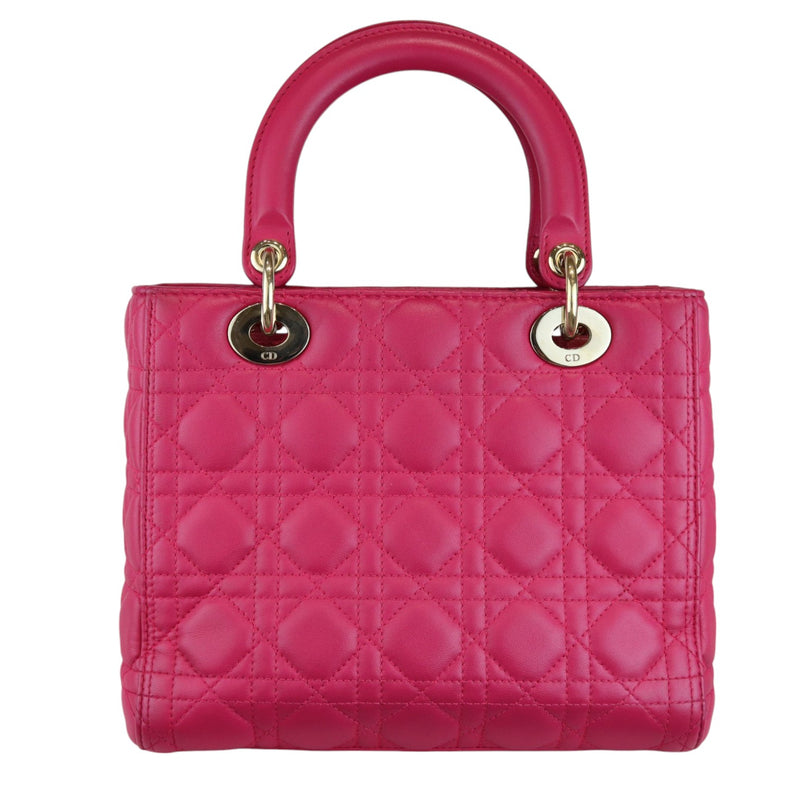 Medium Lady Dior Lambskin Cannage Pink GHW