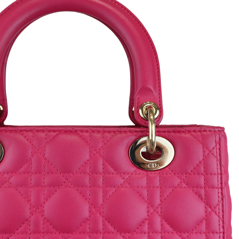 Medium Lady Dior Lambskin Cannage Pink GHW