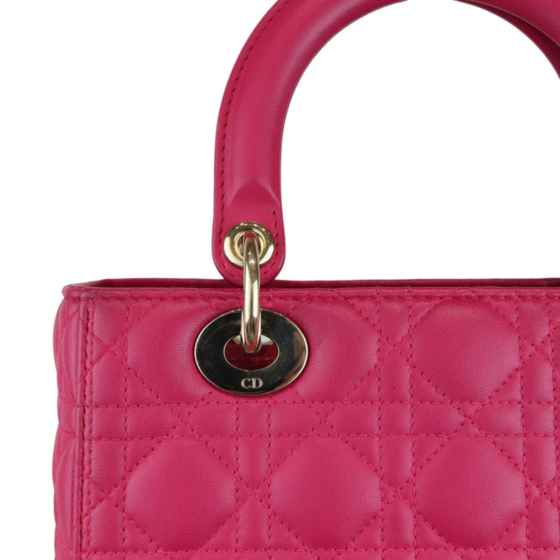 Medium Lady Dior Lambskin Cannage Pink GHW