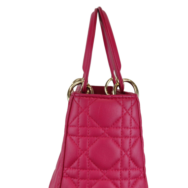 Medium Lady Dior Lambskin Cannage Pink GHW