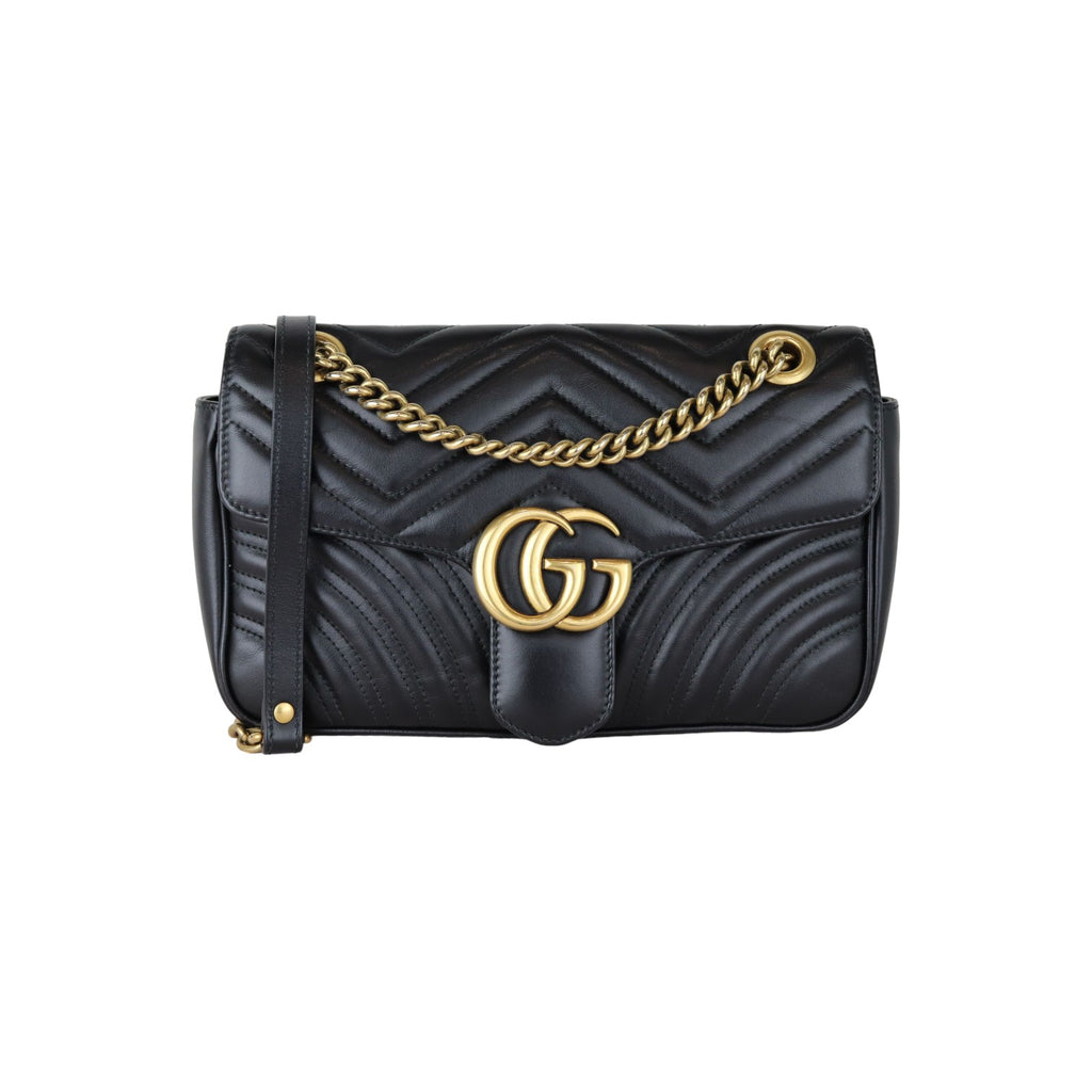 GG Marmont Shoulder Calfskin Matelasse Black GHW