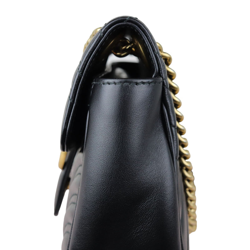 GG Marmont Shoulder Calfskin Matelasse Black GHW