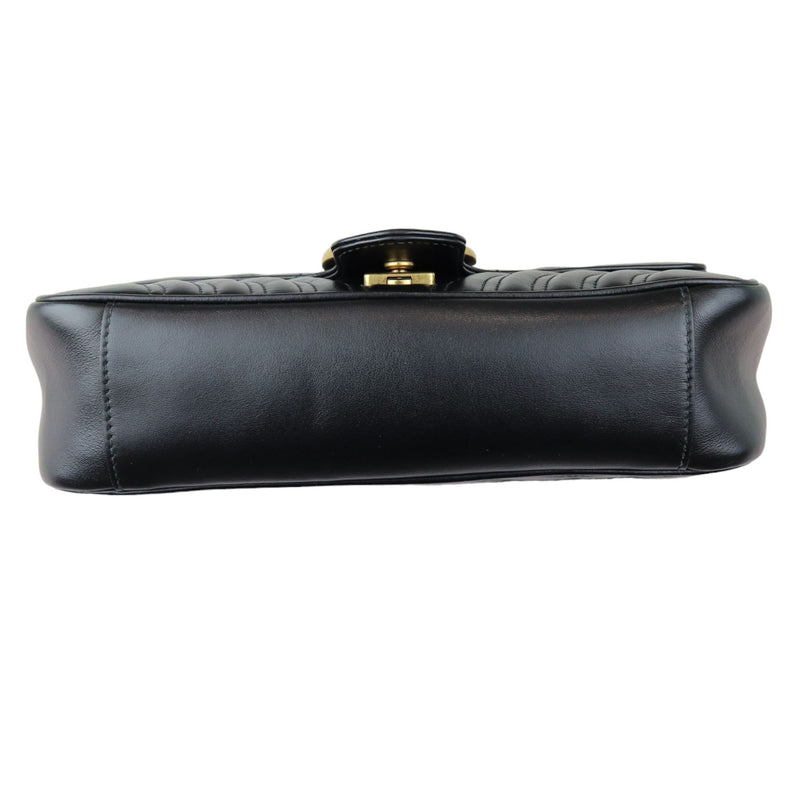 GG Marmont Shoulder Calfskin Matelasse Black GHW